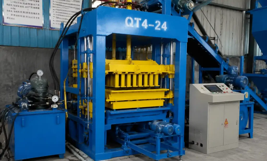QT4-24 semi-automatic block machine with hydraulic system
