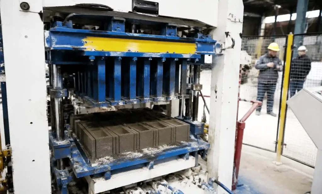 Solid block production showing mold without core pins
