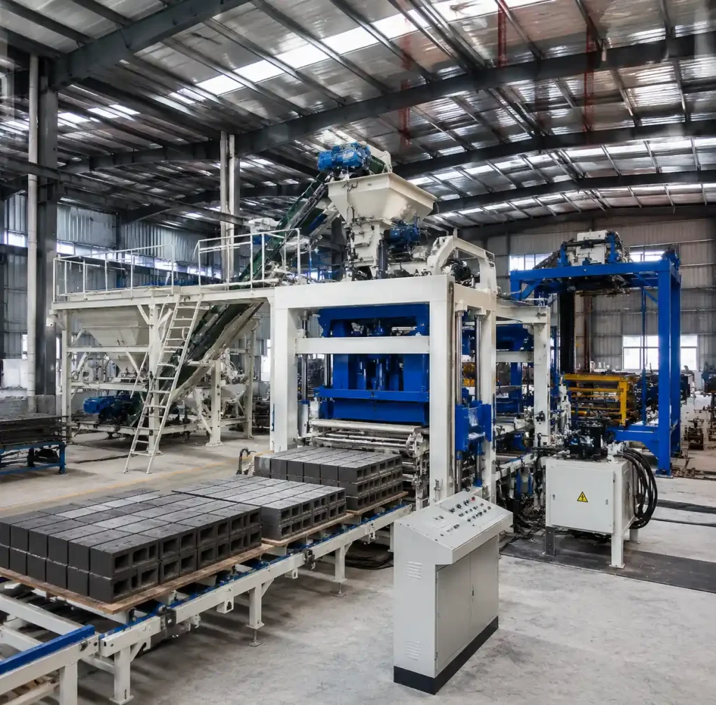 Fully automatic block making production line with conveyor system