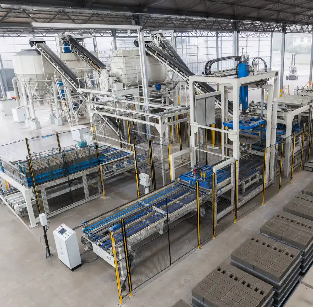 Fully automatic interlocking brick production line with integrated equipment
