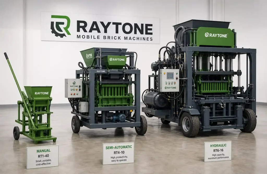 Raytone mobile brick machine product range showing different models