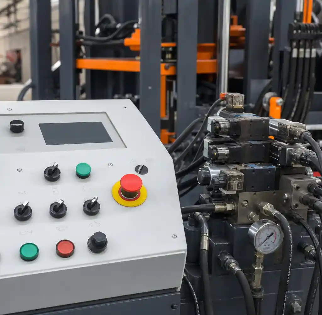 QT4-24 semi-automatic block machine automated control panel and hydraulic system