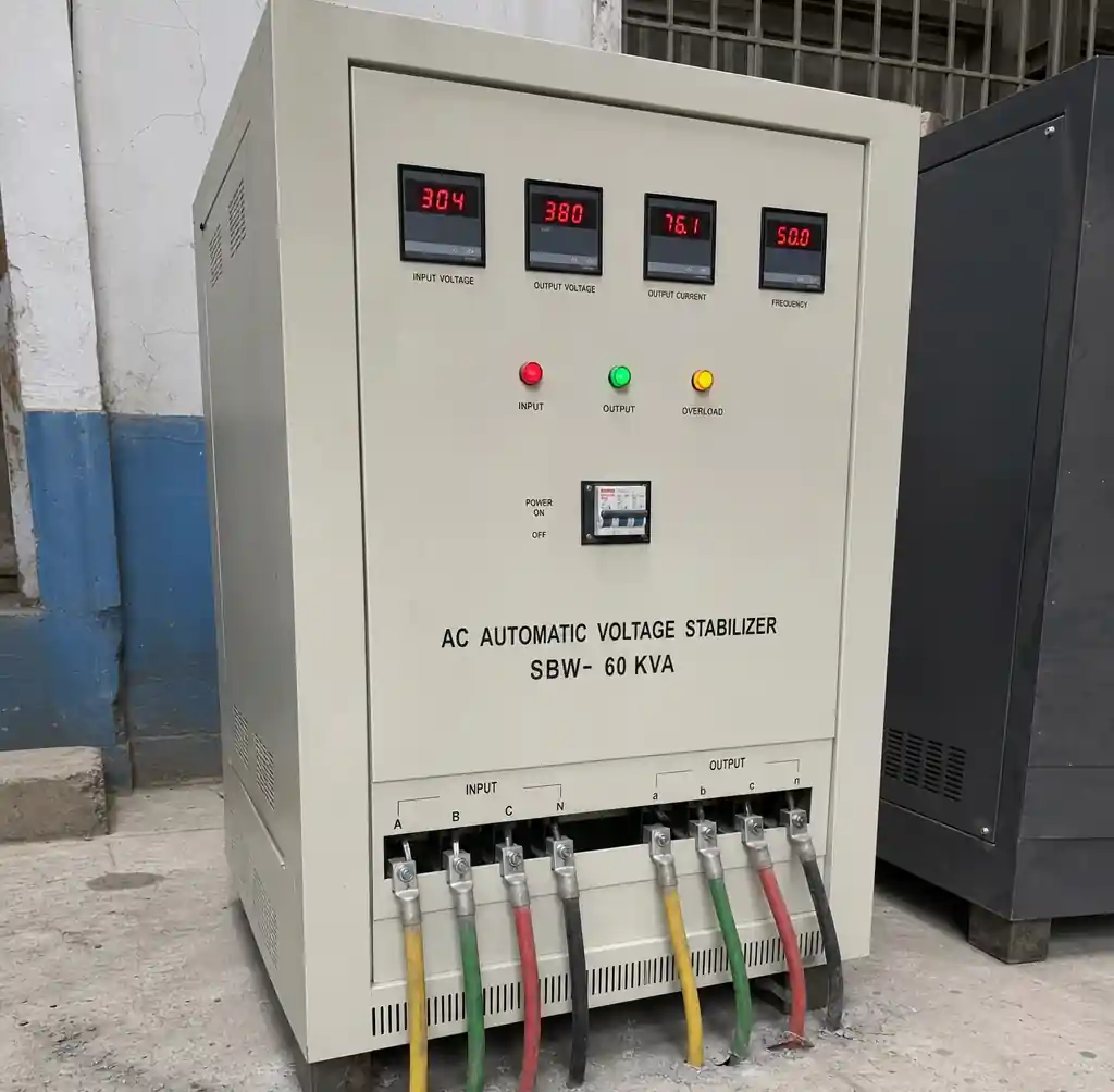 Automatic voltage regulator connected to block machine