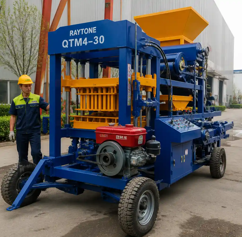 Raytone QTM4-30 diesel-powered mobile egg layer block machine