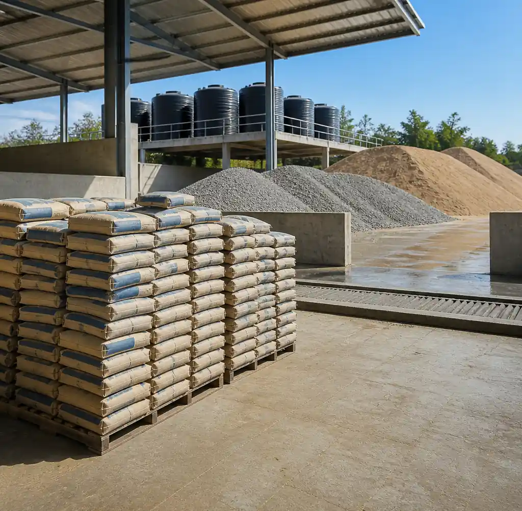 Proper storage and handling of cement sand and aggregate at block plant