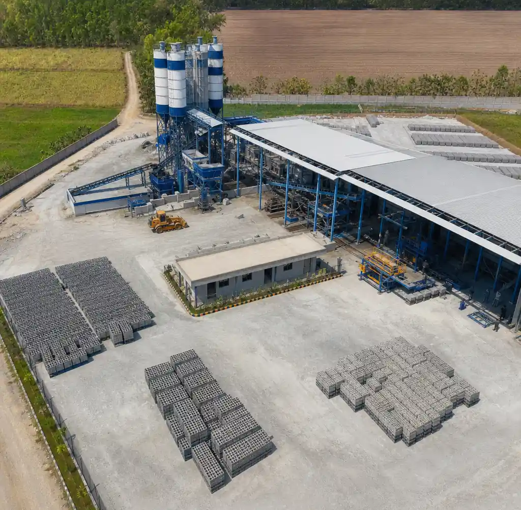 Overview of complete block manufacturing plant facility