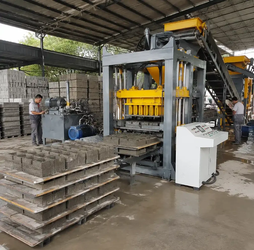 QT8-15 automatic block machine in mid-scale production facility