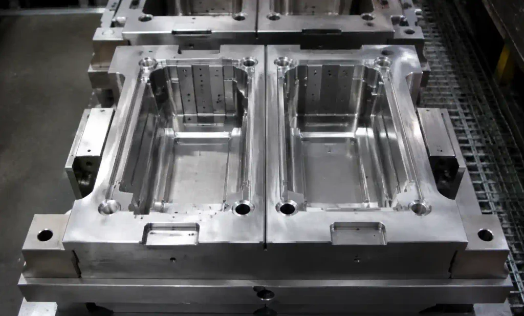 Standard block machine moulds showing steel construction and cavity design