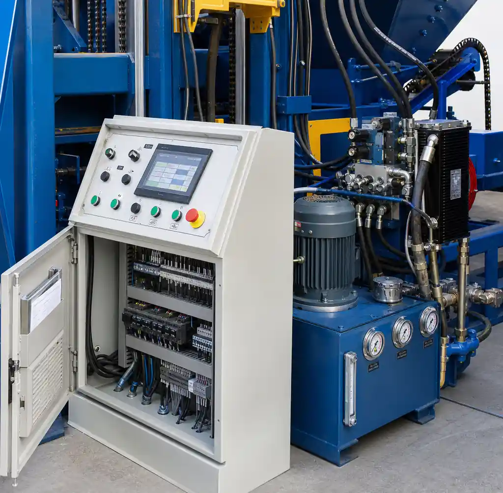 QT8-15 block machine technical control panel and hydraulic system