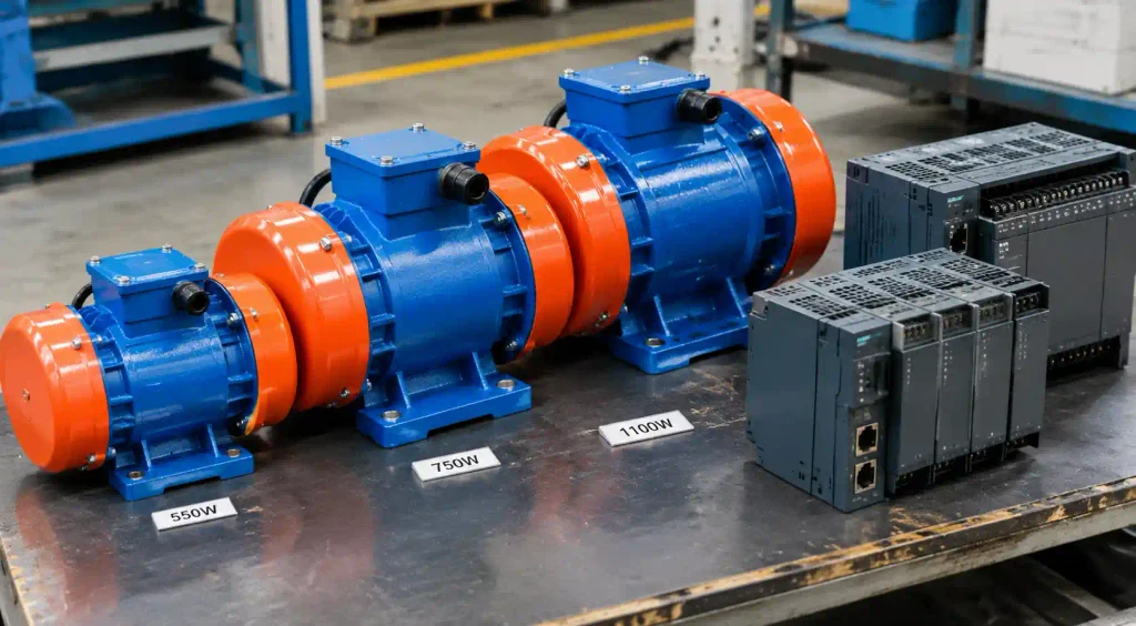 Vibration motors and PLC controllers for concrete block machines