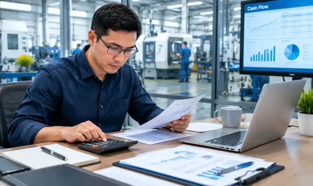 Business owner managing cash flow and financial operations