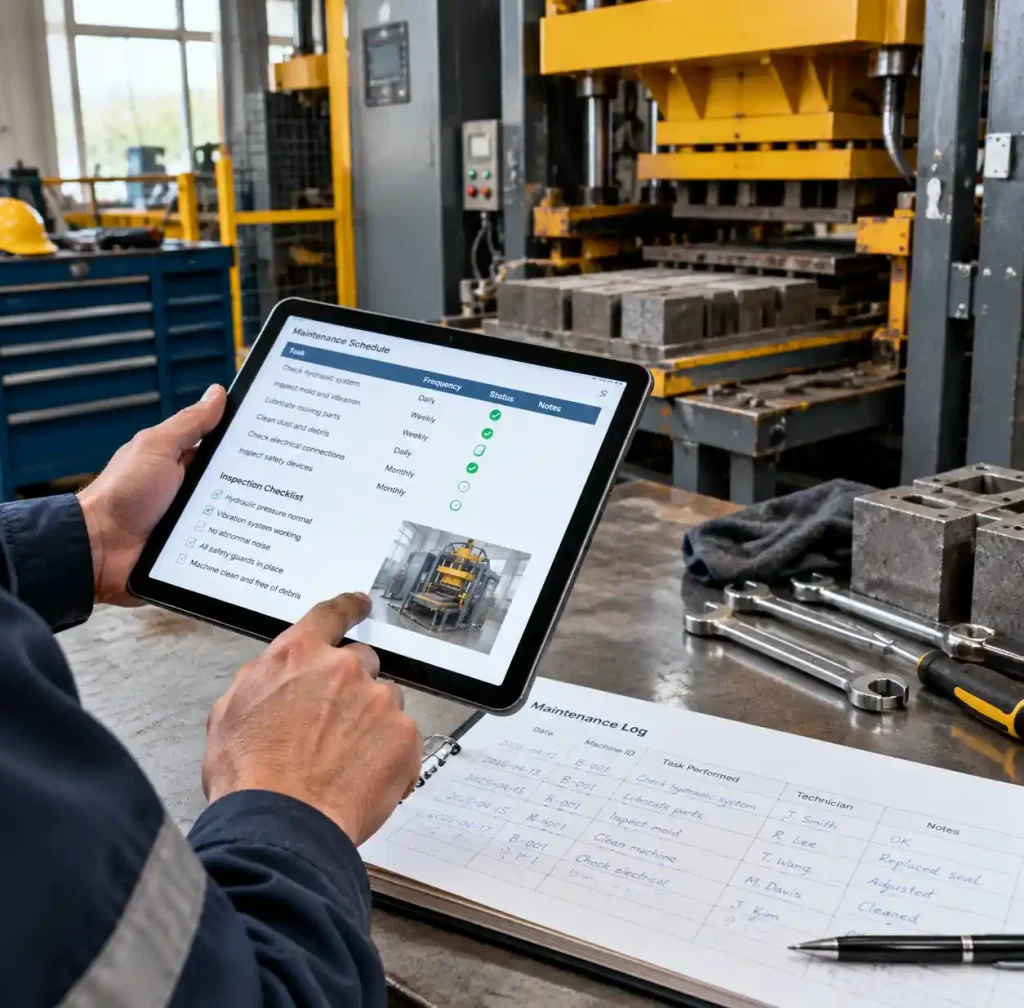 Maintenance checklist and component inspection schedule