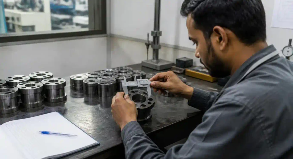 Quality inspection process for block machine replacement parts