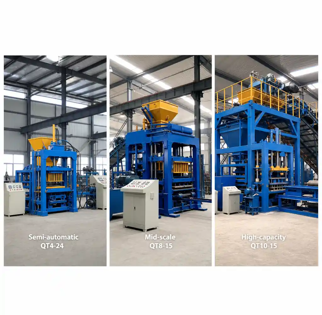 Size comparison of different automatic block machine models