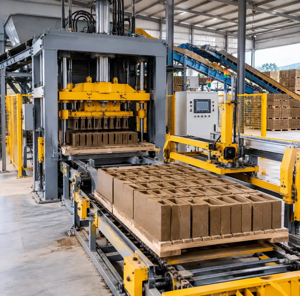 Hydraulic CEB machine with automated block handling system