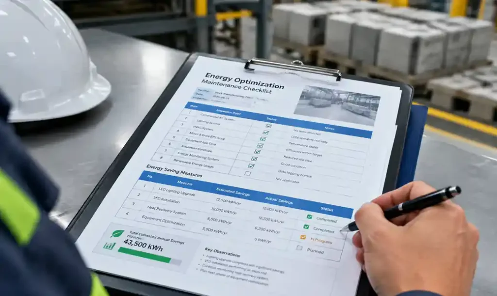 Energy efficiency optimization checklist for block production