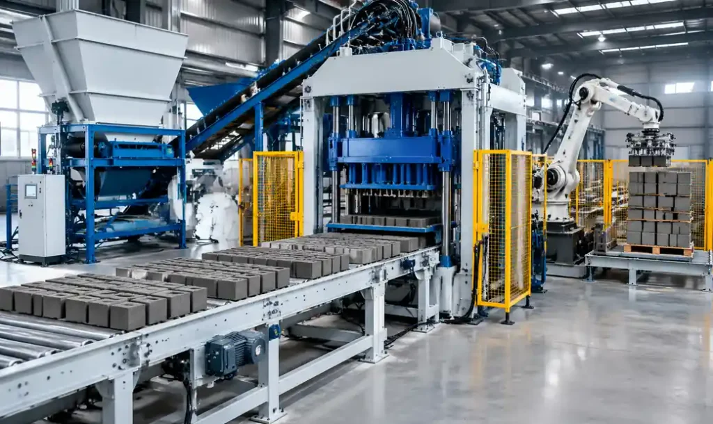 Automatic block making machine production line in operation