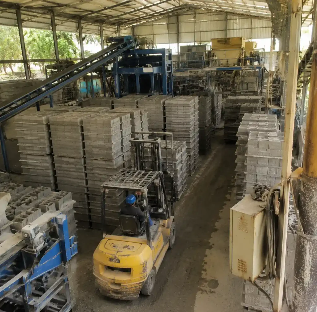 Block factory showing cramped layout or space planning issues
