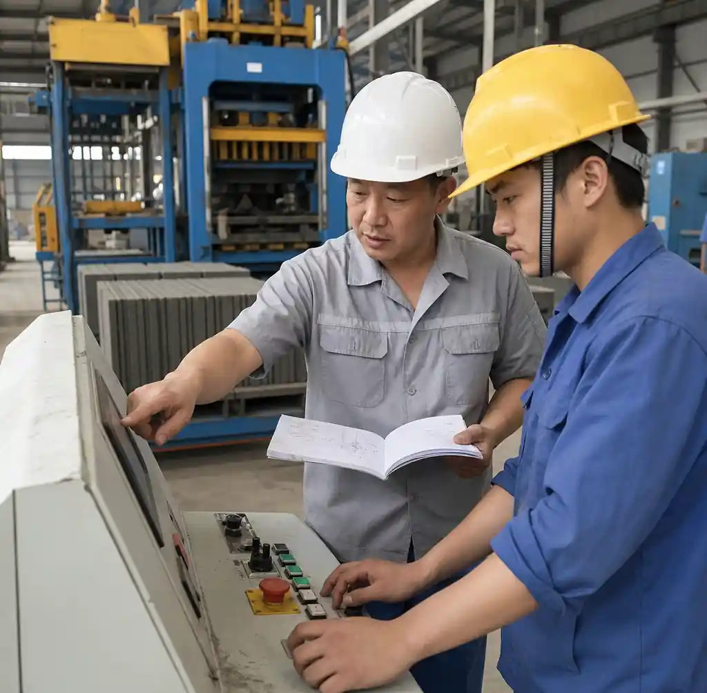 Supervised hands-on training for block machine operators