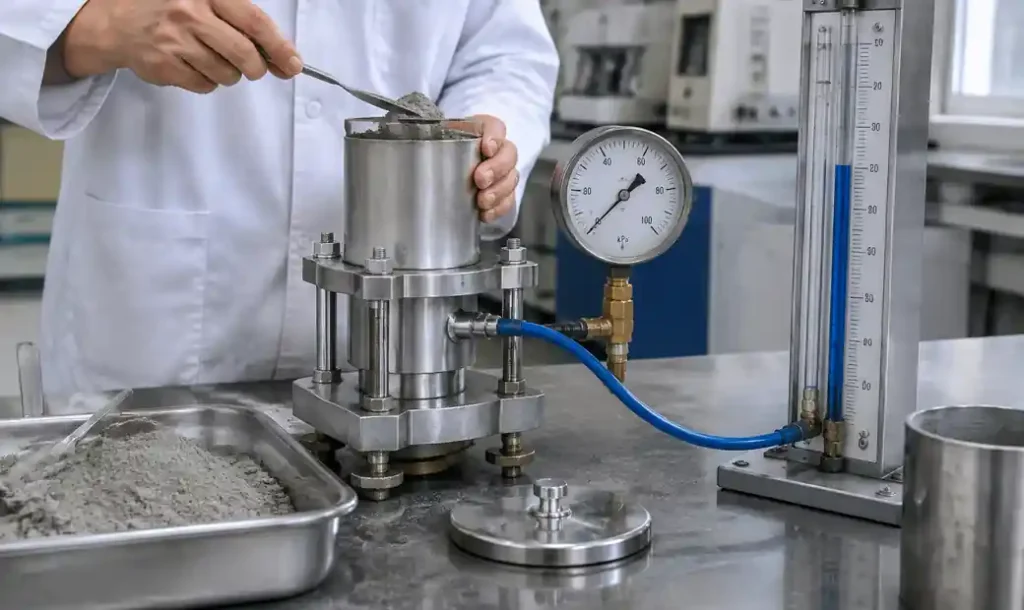Cement fineness testing using Blaine air permeability method