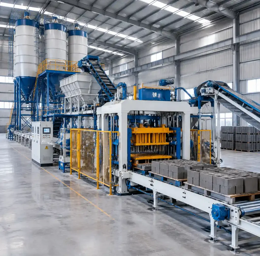 Stationary automatic block making production line in factory
