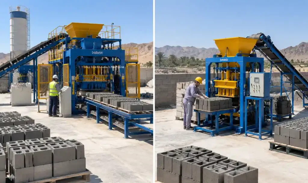 Automatic and semi-automatic block machines comparison