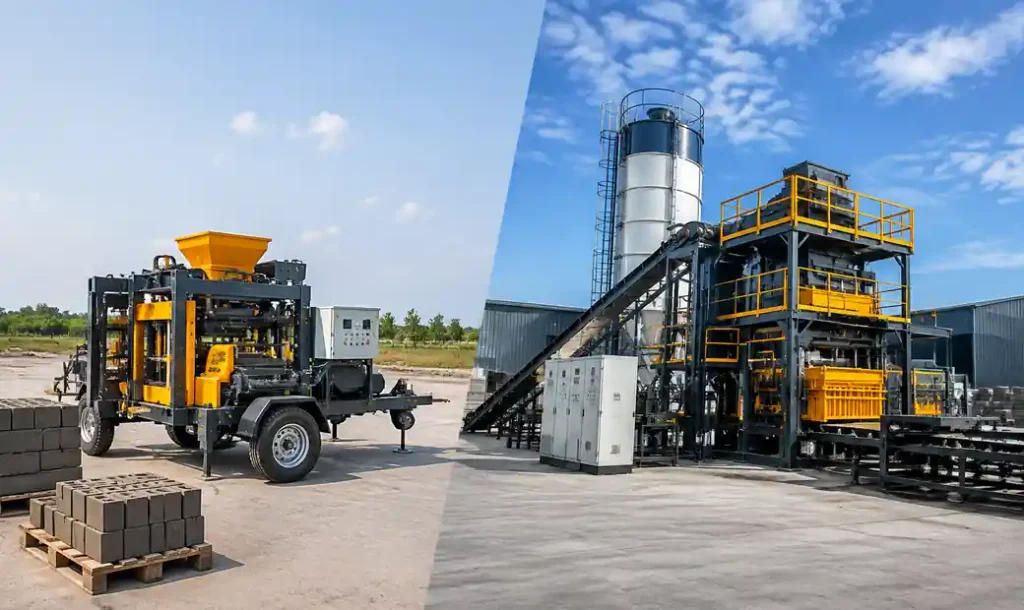 Block machine investment comparison mobile versus stationary