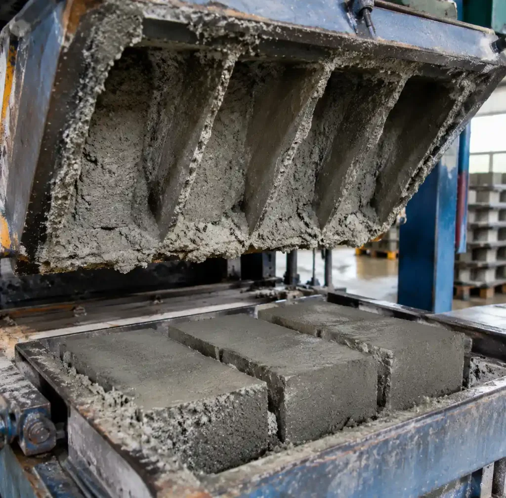 Concrete blocks stuck in machine mold due to improper release agent