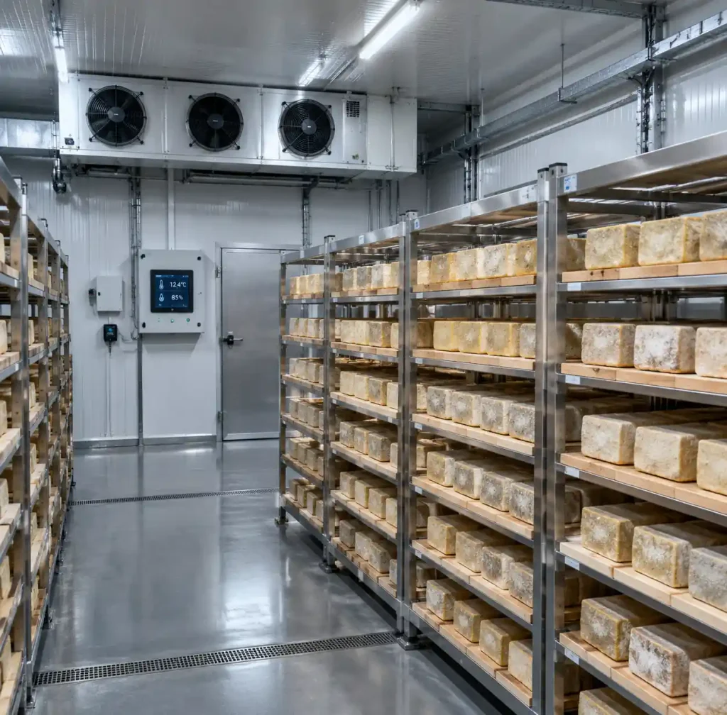 Climate-controlled block curing facility with environmental monitoring