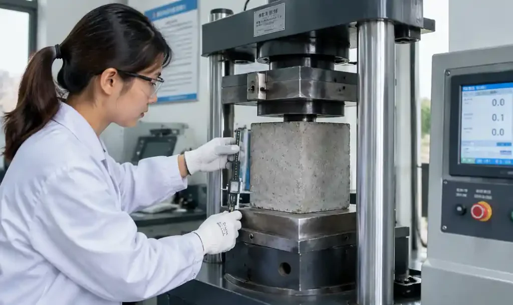 Concrete block quality control testing process