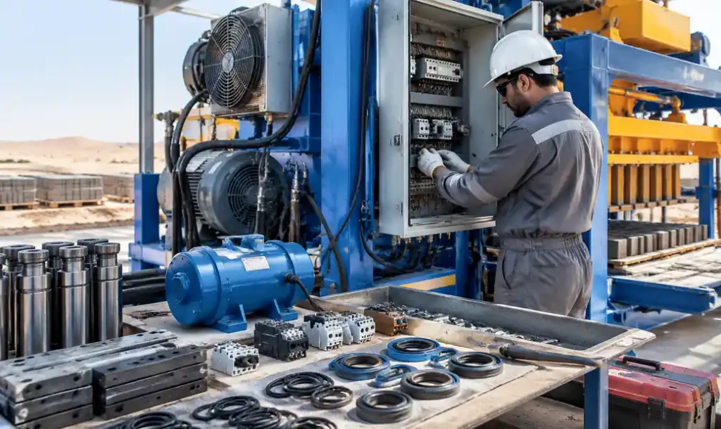 Block machine spare parts inventory and maintenance