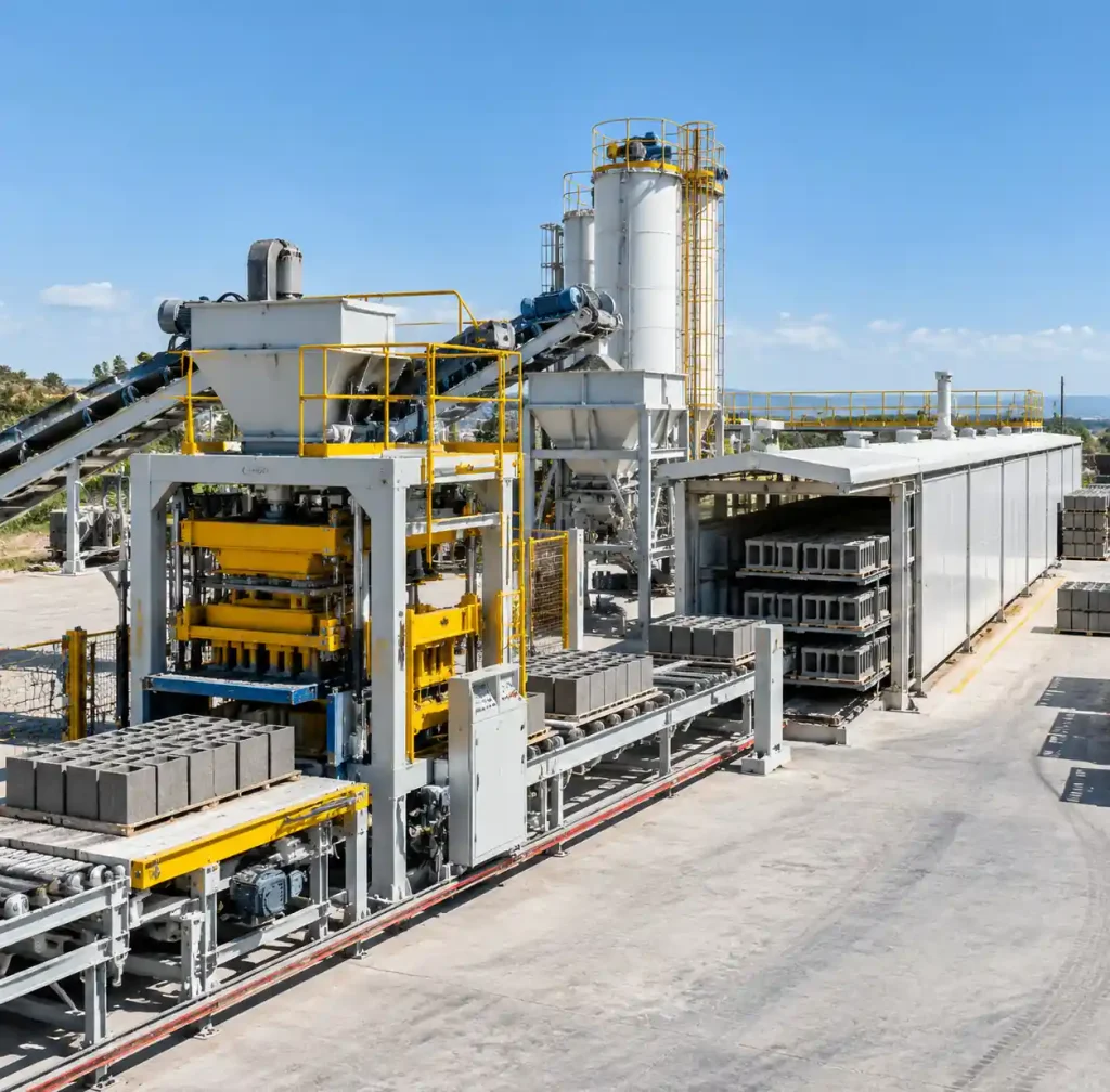 Integrated automatic block production line with curing system